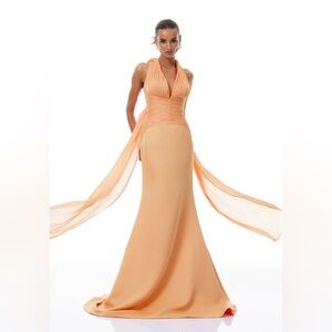 Chic Backless Peach Evening Dress